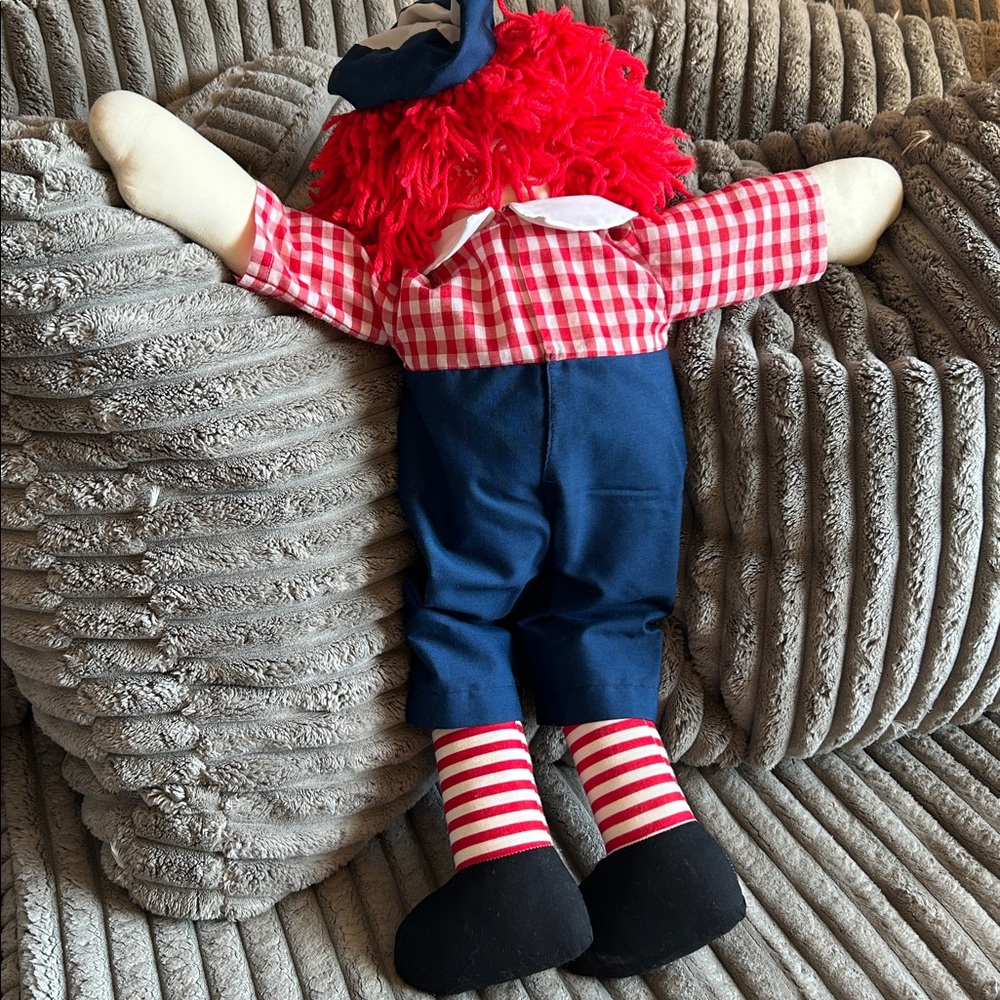 Raggedy Andy Vintage Collectible Doll Sweet Face "I Love you,” Large Rag Doll - Picture 9 of 12